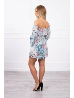 Španielske kvetinové šaty v mätovej farbe