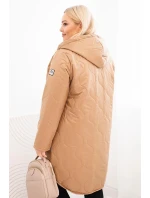 Dámske Plus veľkosť zimné prešívané bundy s kapucňou Camel