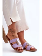 Modne Klapki Z Lustrzaną Ozdobą Fioletowe Deep Breath