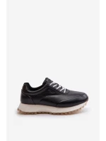 Damskie Sneakersy Buty Sportowe Z Eko Skóry Big Star OO274024 Hi-Poly System Czarne