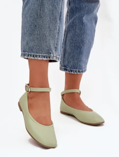 Dámské baleríny s páskem a sponou Zelené Janelor