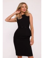 S427 Peplum šaty - čierne