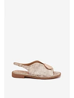 Dámské sandály na nízkém podpatku s ozdobou S.Barski KV61-6035 Zlaté