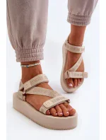 Dámske sandále na platforme Big Star - béžové