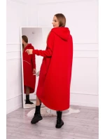 Zateplené šaty s kapucňou červené