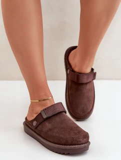 Ocieplane Kapcie Damskie Na Platformie Czekoladowe Neliel