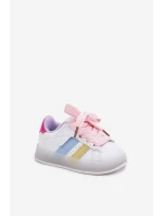 Buty Sportowe Sneakersy Dziecięce Ze Świecącą Podeszwą Biało-Różowe Arielle