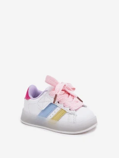 Buty Sportowe Sneakersy Dziecięce Ze Świecącą Podeszwą Biało-Różowe Arielle
