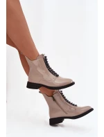 Dámske členkové topánky z lakovanej kože D A MR52 108 beige Dámske členkové topánky z lakovanej kože D A MR52 108 beige