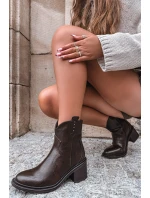 Ocieplane Botki Damskie Na Obcasie Czekoladowe Brilynn