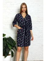 Dámsky župan S19269 tm. modrý so srdiečkami - La Penna