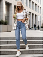 FashionStreet dámske džínsy s vysokým pásom v mom fit strihu UY2950