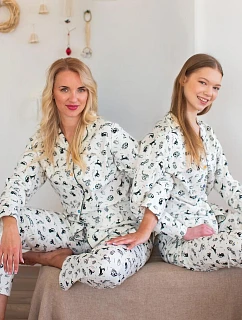 Pyžamo Key LNS 921 B26, s dlhými rukávmi, veľkosti XS–XL, zapínacie