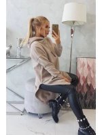 Zateplená mikina s bočnými rázporkami béžová