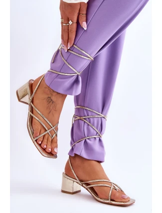 Wiązane Sandałki Japonki Na Obcasie Złote Secret Love