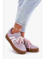 Sneakersy Damskie Na Platformie Z Ozdobami Fioletowe Vinness