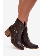 Botki Damskie Ażurowe Z Naturalnej Skóry Na Słupku Zazoo 3690 Czekoladowe Botki Damskie Ażurowe Z Naturalnej Skóry Na Słupku Zazoo 3690 Czekoladowe