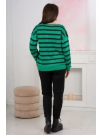 Sveter set Pruhovaná mikina + Nohavice zelený