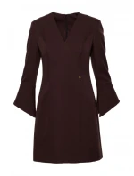 M876 Šaty so širokými manžetami - hnedé