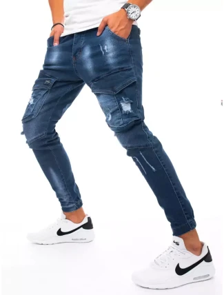 Pánske džínsové cargo modré tepláky FashionStreet UX3270 Pánske džínsové cargo modré tepláky FashionStreet UX3270
