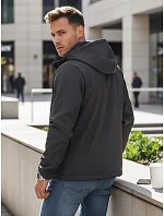 Pánska prechodná softshellová bunda s kapucňou tmavosivá FashionStreet TX4816