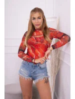 Telová blúzka mramorový vzor červená