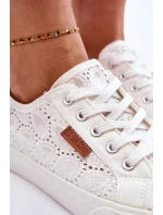 Damskie Koronkowe Tenisówki BIG STAR W274925 Białe