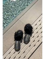 Zazoo 40381 Dámske kožené papuče na podpätku Black Zazoo 40381 Dámske kožené papuče na podpätku Black