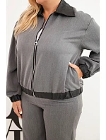 Dámska súprava vo veľkosti Plus Size s mikinou na zips a širokými nohavicami v grafitovej farbe Dámska súprava vo veľkosti Plus Size s mikinou na zips a širokými nohavicami v grafitovej farbe