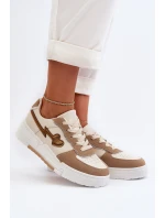 Sneakersy Damskie Na Platformie Beżowe Zeparine