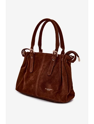 Kožená kabelka z ekologické semiše Camel Vessia