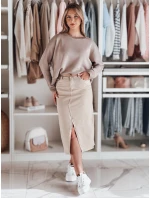 Džínsová maxi sukňa s rozparkom MIDIWAY béžová FashionStreet CY0479