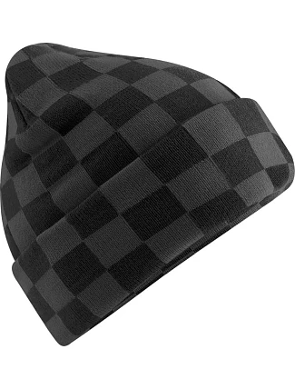 Beechfield B 531 Pletená čiapka „Checkerboard“ 53.0531 čierna/sivá
