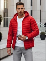 Pánska prechodná prešívaná bunda červená FashionStreet TX4417
