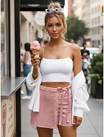 Dámska džínsová sukňa-šortky ružová FashionStreet SY0496
