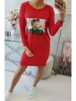 Šaty s milostnou potlačou červené Šaty s milostnou potlačou červené