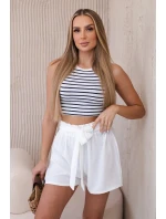 Viskózové šortky viazané v páse biele