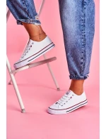 Damskie Klasyczne Trampki Białe Z Czerwoną Lamówką Ecoma