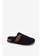 Klapki Damskie Z Futerkiem Typu Baranek Czarne Lorivine