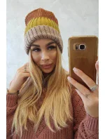Fleecová čiapka Bojana K265 beige+kiwi+camel