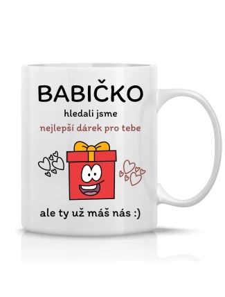 NEJLEPŠÍ DÁREK PRO BABIČKU - klasický bílý keramický hrníček 300 ml