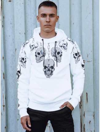Pánska mikina s kapucňou biela FashionStreet BX5840 Pánska mikina s kapucňou biela FashionStreet BX5840