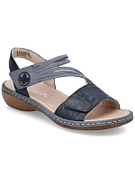 Dámske kožené sandále na suchý zips tmavomodré Rieker 65964-12 Dámske kožené sandále na suchý zips tmavomodré Rieker 65964-12
