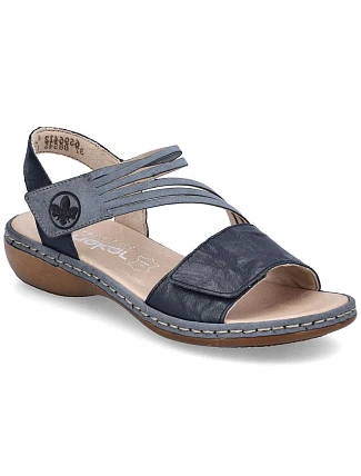 Dámske kožené sandále na suchý zips tmavomodré Rieker 65964-12 Dámske kožené sandále na suchý zips tmavomodré Rieker 65964-12