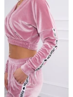 Velúrová súprava s nápisom Queen dark powder pink