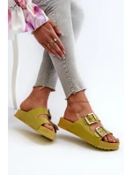 Damskie Klapki Gładkie ZAXY LL285077 Limonkowe