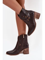 Botki Damskie Ażurowe Z Naturalnej Skóry Na Słupku Zazoo 3690 Czekoladowe Botki Damskie Ażurowe Z Naturalnej Skóry Na Słupku Zazoo 3690 Czekoladowe