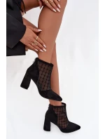Botki Damskie Na Słupku Z Siateczką D&A LZ52-944 Czarne