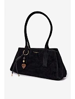 Eko semišová kabelka s přívěskem Černá Nelina