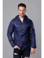 Tmavomodrá pánska prešívaná bunda s kapucňou (HM112-4)